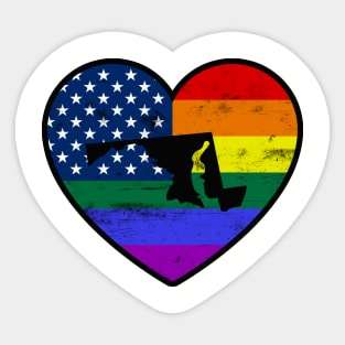 Maryland United States Gay Pride Flag Heart Sticker